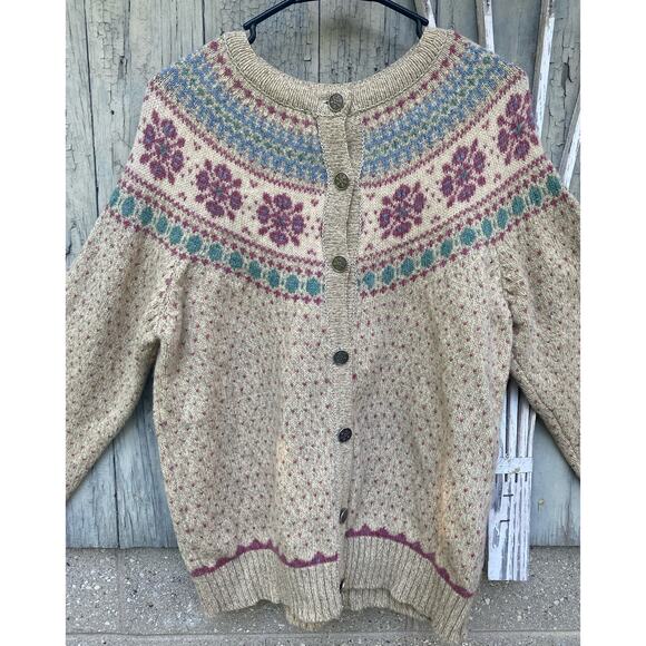 Size L//Vintage 1988 Eddie Bauer Wool Blend Cardigan Sweater - Picture 1 of 5